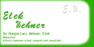 elek wehner business card